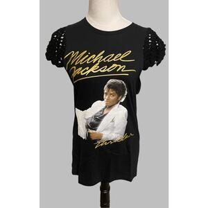 OOAK Monotone Crochet Flutter Sleeve Michael Jackson Top